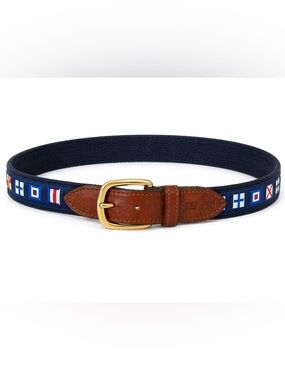 Zep-Pro Nautical Flag Belt Size 38 Canvas Leather Brass USA